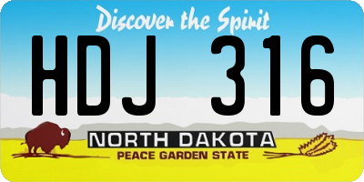 ND license plate HDJ316