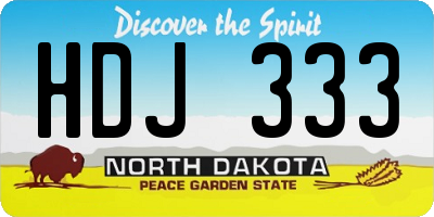 ND license plate HDJ333