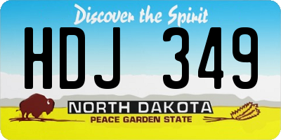 ND license plate HDJ349