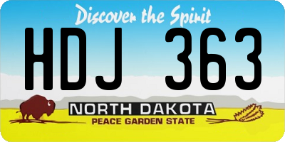 ND license plate HDJ363