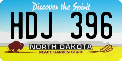 ND license plate HDJ396