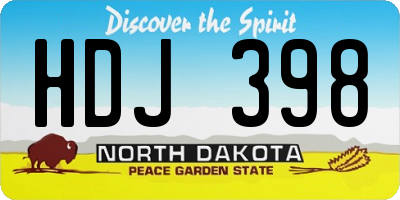 ND license plate HDJ398