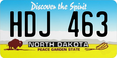 ND license plate HDJ463