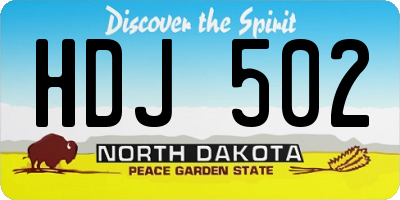 ND license plate HDJ502