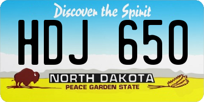ND license plate HDJ650