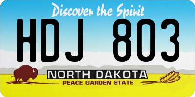 ND license plate HDJ803
