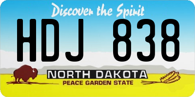ND license plate HDJ838