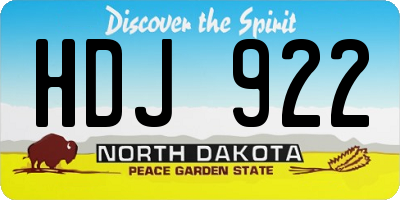 ND license plate HDJ922