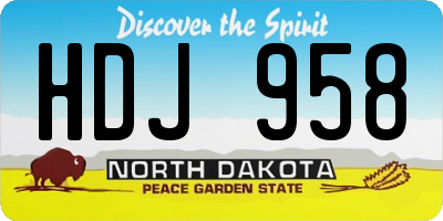 ND license plate HDJ958