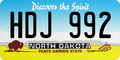 ND license plate HDJ992