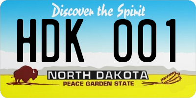 ND license plate HDK001