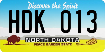 ND license plate HDK013