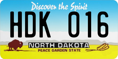 ND license plate HDK016