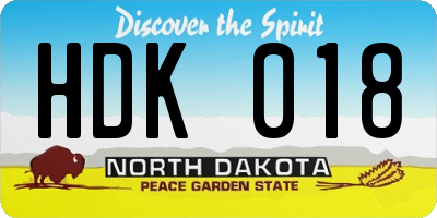 ND license plate HDK018