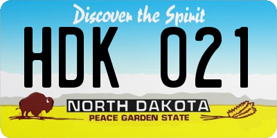 ND license plate HDK021