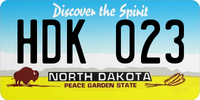 ND license plate HDK023