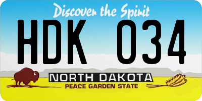 ND license plate HDK034