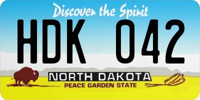 ND license plate HDK042