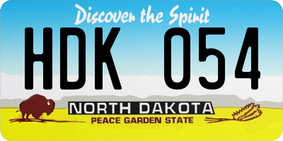 ND license plate HDK054