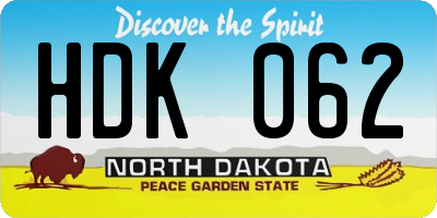 ND license plate HDK062