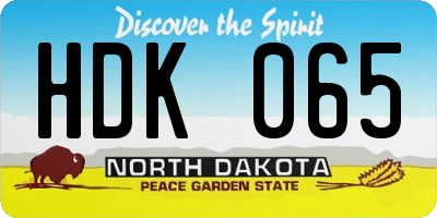 ND license plate HDK065