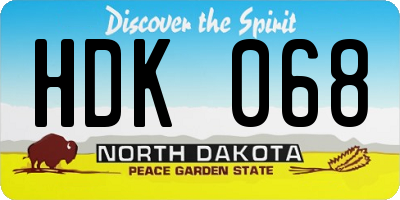 ND license plate HDK068