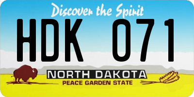 ND license plate HDK071