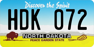 ND license plate HDK072