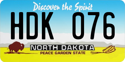 ND license plate HDK076