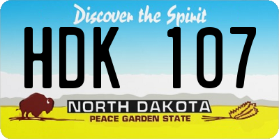 ND license plate HDK107