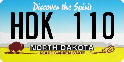 ND license plate HDK110