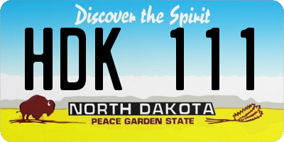 ND license plate HDK111