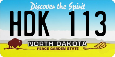 ND license plate HDK113