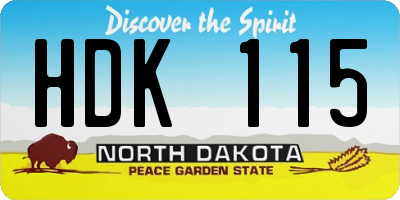 ND license plate HDK115