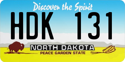 ND license plate HDK131