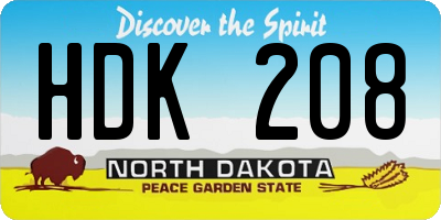 ND license plate HDK208