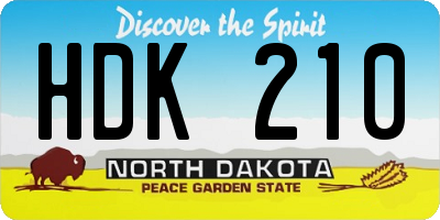 ND license plate HDK210