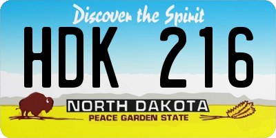 ND license plate HDK216