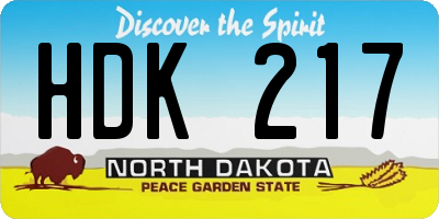 ND license plate HDK217