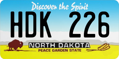 ND license plate HDK226