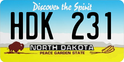 ND license plate HDK231
