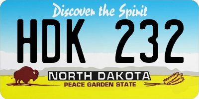 ND license plate HDK232