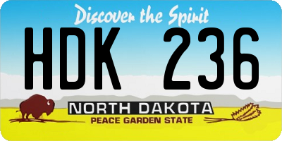 ND license plate HDK236