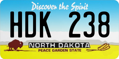 ND license plate HDK238