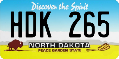 ND license plate HDK265