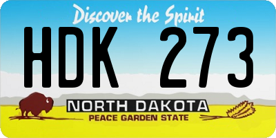 ND license plate HDK273