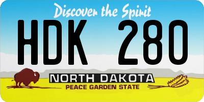 ND license plate HDK280