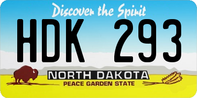 ND license plate HDK293