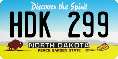 ND license plate HDK299