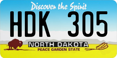 ND license plate HDK305